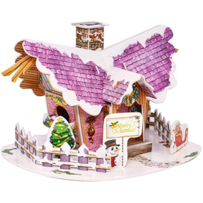 3D PUZZLE CHRISTMAS COLLECTION COZY CHRISTMAS COTTAGE UNIQUE & COLLECTIBLE MODEL ASSEMBLY BUILDING KIT FOR KIDS & ADULTS 22PCS - Image 2